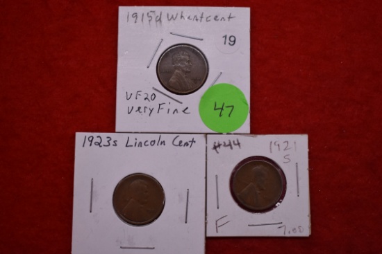1915d, 1923s, 1921s Wheat Cents