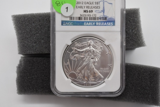 2012 Silver Eagle Early Release - Ngc Ms69