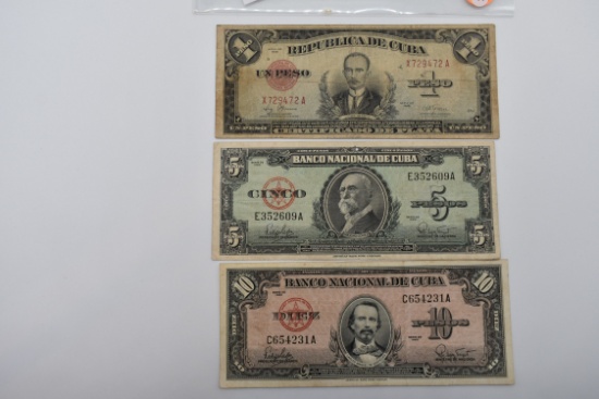3 - Cuba Bank Notes