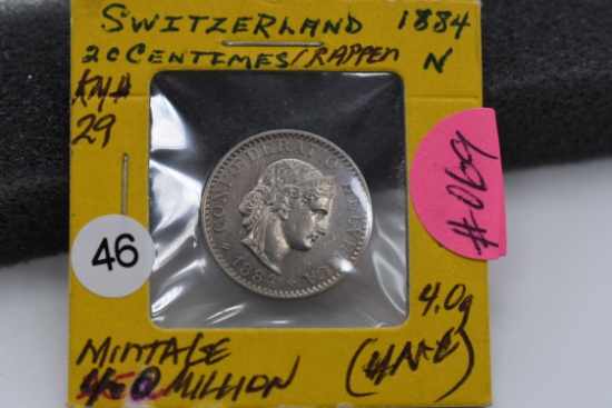 1884 Switzerland 20 Centimes - Unc