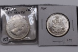 1963 & 1964 Canadian Silver Halves - Bu
