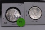 1965 & 1966 Canadian Silver Halves - Bu