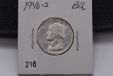 1946-s Silver Washington Quarters - Bu
