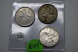 3 - Canadian Silver Quarters
