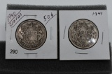 1940 & 1941 Canadian Silver Halves