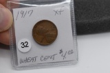 1917 Wheat Cent - Xf