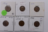 6 - Early Wheat Cents - Vg-au