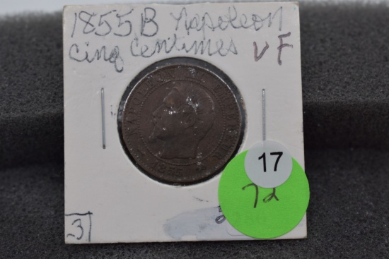 1855 Napoleon Cin Centimes - Vf