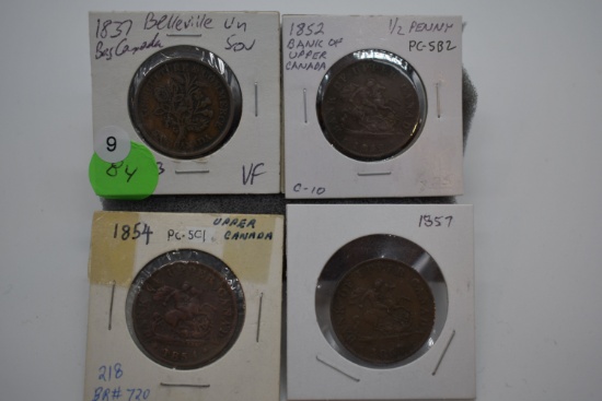 4 - Canadian 1/2 Penny Bank Tokens