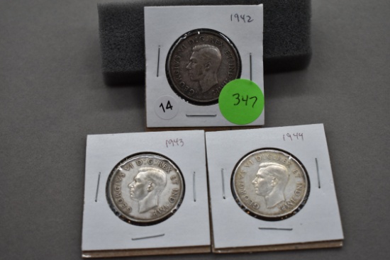 1942, 1943, 1944 Canadian Silver Halves