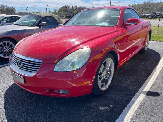 2002 LEXUS SC 430   VIN:  JTHFN48Y120010387   RED