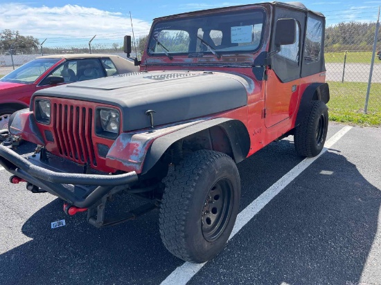 1989 JEEP WRANGLER   VIN:  2J4FY19E4KJ153957   RED