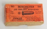 Winchester .25 Short Stevens Partial Box