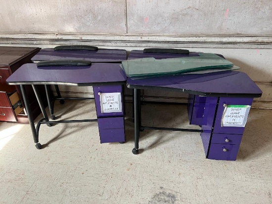 Purple Manicure Tables with Glass