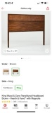 King Wood & Cane Transitional Headboard Brown