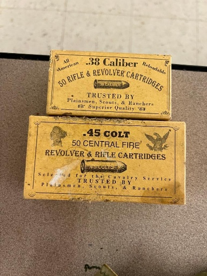 Lot of 2 Boxes of Empty Ammo Boxes for Decoration