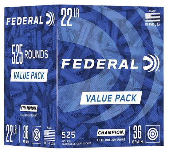 Federal 747 Champion Training Value Pack 22 LR 36 gr Lead Hollow Point LHP 525 Per Box