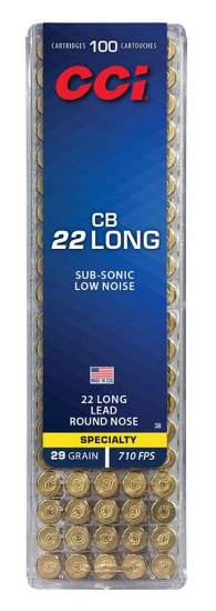 CCI 0038 Specialty CB Subsonic 22 Long 29 gr Lead Round Nose LRN 100 Per Box
