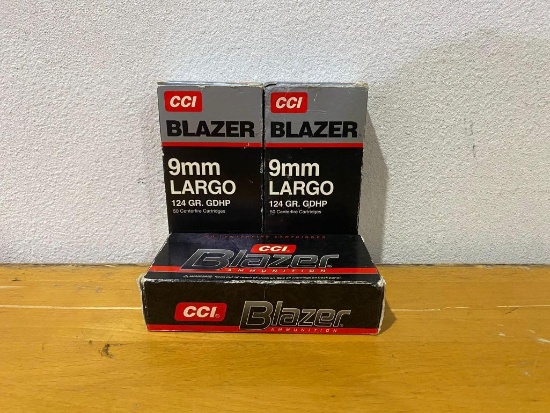 Lot of 3 CCI Blazer 9mm Largo 124 Gr. GDHP - 150 Rounds