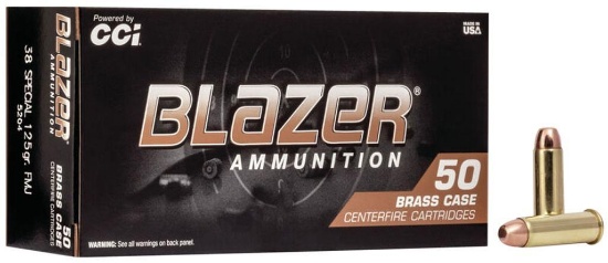 CCI 5204 Blazer Brass Handgun 38 Special 125 gr Full Metal Jacket FMJ 50 Per Box