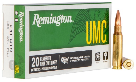 Remington Ammunition 23715 UMC 308 Win 150 gr Full Metal Jacket 20 Per Box