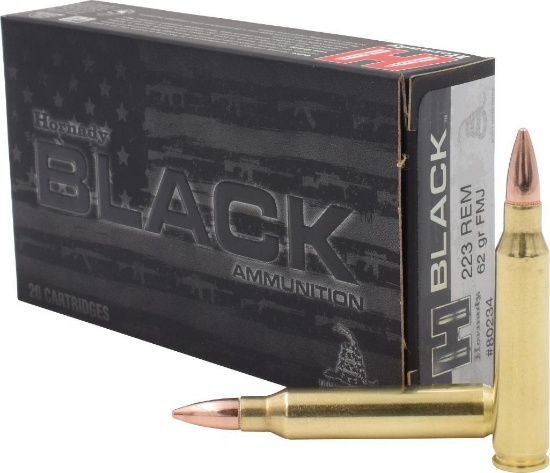 Hornady 80234 Black TargetVarmint 223 Rem 62 gr Full Metal Jacket FMJ 20 Per Box