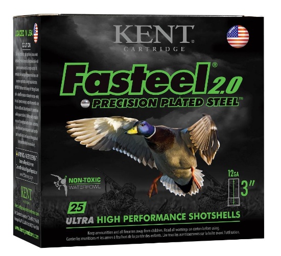 Kent Cartridge K123FS322 Fasteel 2.0 12 Gauge 3 1 18 oz 2 Shot 25 Per Box