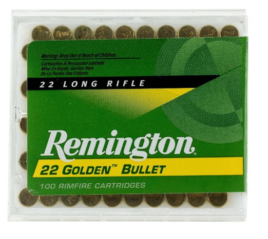 Remington Ammunition 21276 Golden Bullet 22 LR 40 gr Plated Lead Round Nose 100 Box