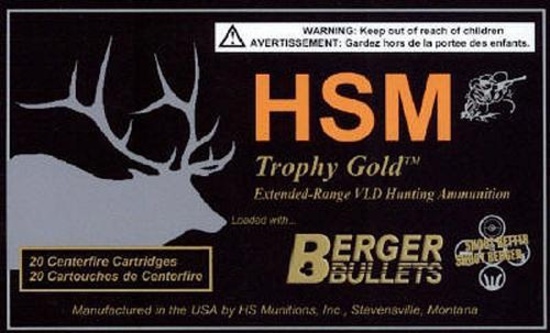 HSM 270130VLD Trophy Gold Extended Range 270 Win 130 gr Berger Hunting VLD Match BHVLDM 20 Per Box