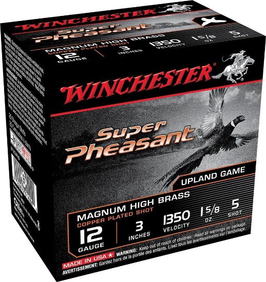 Winchester Ammo X123PH5 Super Pheasant Magnum High Brass 12 Gauge 3 1 58 oz 1350 fps 5 Shot 25 Bx