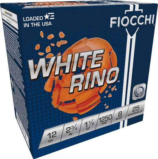 Fiocchi 12WRNO8 Exacta Target White Rino Target 12 Gauge 2.75 1 18 oz 8 Shot 25 Per Box