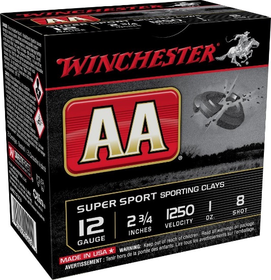 Winchester Ammo AASC12508 AA Sporting Clay 12 Gauge 2.75 1 oz 8 Shot 25 Per Box