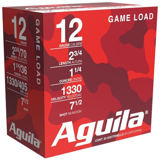 Aguila 1CHB1207 Birdshot High Velocity 12 Gauge 2.75 1 14 oz 7.5 Shot 25 Per Box