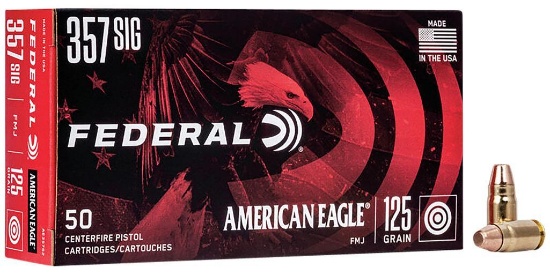 Federal AE357S2 American Eagle Handgun 357 Sig 125 gr Full Metal Jacket FMJ 50 Per Box