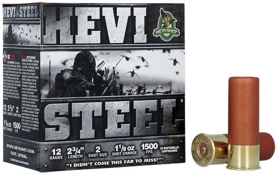 HEVIShot HS61222 HEVISteel Waterfowl 12 Gauge 2.75 1 18 oz 2 Shot 25 Per Box