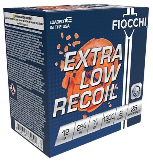 Fiocchi 1278OZ8 Exacta Target Low Recoil Trainer 12 Gauge 2.75 78 oz 8 Shot 25 Per Box