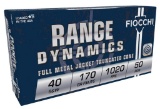 Fiocchi 40SWA Range Dynamics Pistol 40 SW 170 gr Full Metal Jacket TruncatedCone TCFMJ 50 Per Box