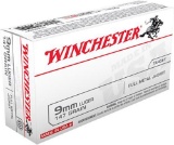 Winchester Ammo USA9MM1 USA 9mm Luger 147 gr Full Metal Jacket Flat Nose FMJFN 50 Bx