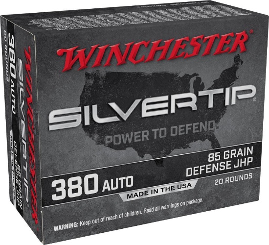 Winchester Ammo W380ST Silvertip 380 ACP 85 gr Silvertip Jacket Hollow Point 20 Per Box