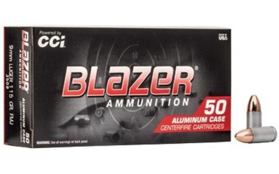 CCI 3509 Blazer Handgun 9mm Luger 115 gr Full Metal Jacket FMJ 50 Per Box