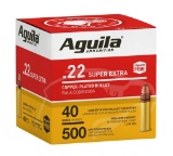 Aguila 1B221115 Super Extra High Velocity 22 LR 40 gr CopperPlated Solid Point 500 Per Box