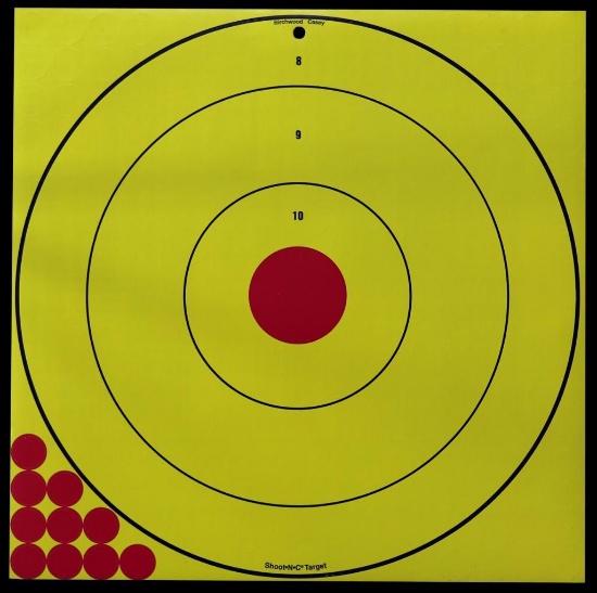 Birchwood Casey LRBET5PK ShootNC Reactive Target SelfAdhesive Paper RedYellow 17.75 Bullseye 5 Pack