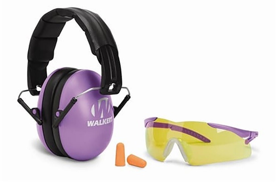 Walkers GWPYWFM2GFPPUR Folding Muff Combo 23 dB Over the Head Folding Muff Foam Ear Plugs Shooting