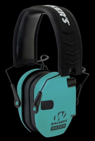 Walkers GWPRSEMLTL Razor Slim Electronic Muff 23 dB Over the Head BlackTeal Polymer