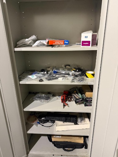 Metal Storage Cabinet with Contents