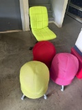 Lot of 4 Colorful Chairs