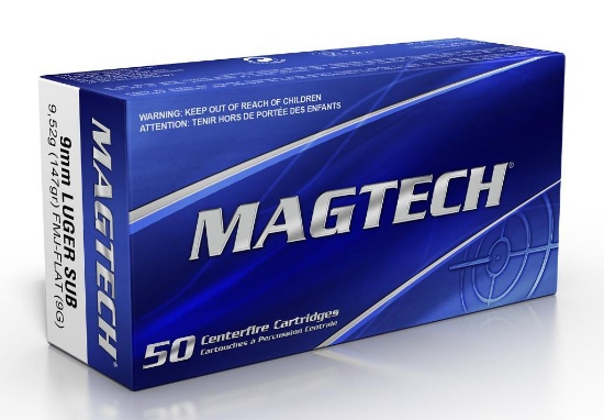 Magtech 9G RangeTraining Target 9mm Luger 147 gr Full Metal Jacket Flat Subsonic 50 Per Box