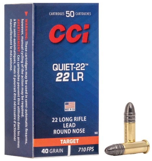 CCI 960 Quiet22 22 LR 40 gr Lead Round Nose 50 Per Box