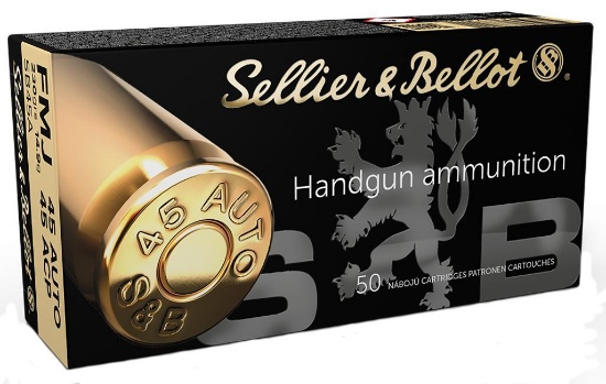 Sellier Bellot SB45A Handgun 45 ACP 230 gr 853 fps Full Metal Jacket FMJ 50 Bx