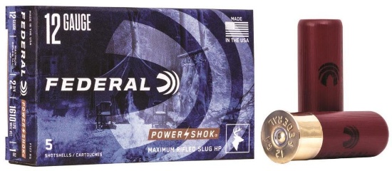 Federal F127RS PowerShok Shotshell 12 Gauge 2.75 1 oz Rifled Slug Shot 5 Per Box